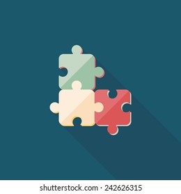Puzzle flat icon with long shadow,EPS 10