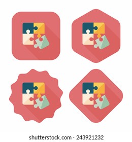 Puzzle flat icon with long shadow,EPS 10