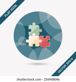 Puzzle flat icon with long shadow,EPS 10