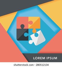 Puzzle flat icon with long shadow,EPS 10
