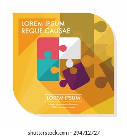 Puzzle flat icon with long shadow,EPS 10