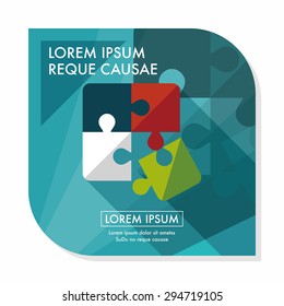 Puzzle flat icon with long shadow,EPS 10