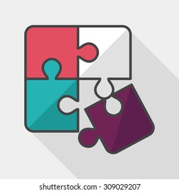 Puzzle flat icon with long shadow,EPS 10