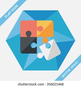 Puzzle flat icon with long shadow,EPS 10