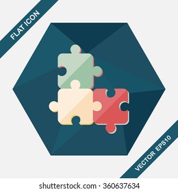 Puzzle flat icon with long shadow,EPS 10