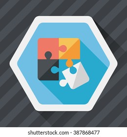 Puzzle flat icon with long shadow,EPS 10