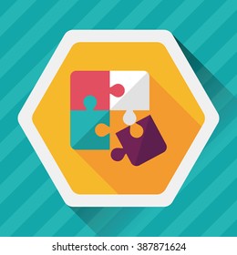 Puzzle flat icon with long shadow,EPS 10