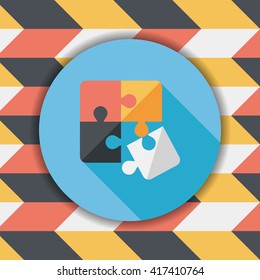 Puzzle flat icon with long shadow,EPS 10