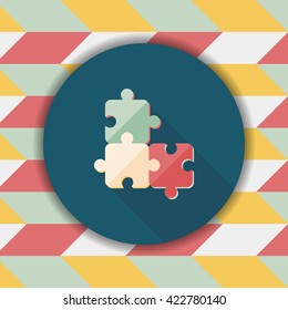Puzzle flat icon with long shadow,EPS 10