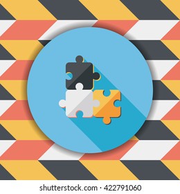 Puzzle flat icon with long shadow,EPS 10