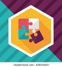 Puzzle flat icon with long shadow,EPS 10