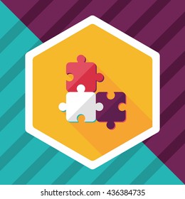 Puzzle flat icon with long shadow,EPS 10