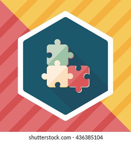 Puzzle flat icon with long shadow,EPS 10
