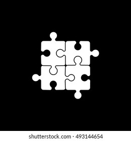 Puzzle Flat Icon On Black Background