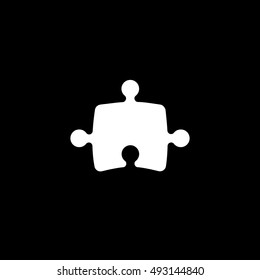 Puzzle Flat Icon On Black Background