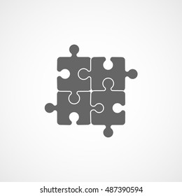 Puzzle Flat Icon On White Background