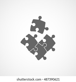 Puzzle Flat Icon On White Background