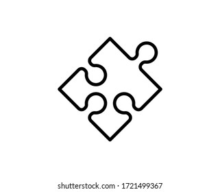 Icono plano de rompecabezas. Señales de línea delgada para el logotipo de diseño, tarjeta de visita, etc. Símbolo único de esquema de alta calidad para diseño web o aplicación móvil. Pictograma del contorno del rompecabezas.
