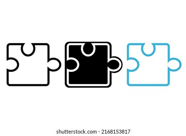 Puzzle flat icon. Thin line signs for design logo, visit card, etc. Single outline symbol for web design or mobile app. Puzzle outline pictogram. Three different style. 