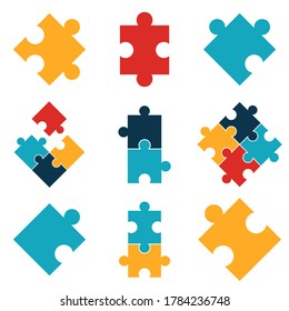 Puzzle flat, mosaic icon, vector illustration isolated on white background