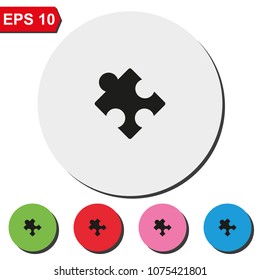 Puzzle flat round colorful vector icon.