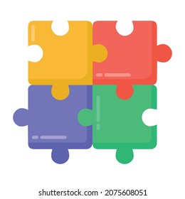 Rompecabezas en icono de estilo plano, accesorio de juego para niños interiores 