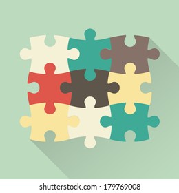 Puzzle flat vector illustration
