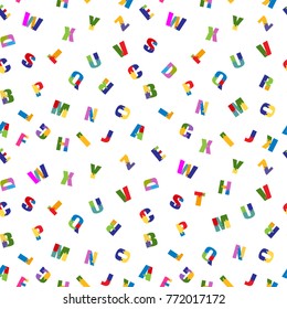 Puzzle font seamless pattern . School children bright, colorful toys alphabet. Isolated on white background. Vector illustration