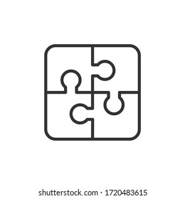 Puzzle with four parts line icon. Vector Illustration.