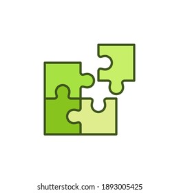 Puzzle with Four Parts vector concept green icon or design element