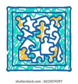 puzzle game board table doodle icon sketch vector. puzzle game board table sign. isolated symbol illustration