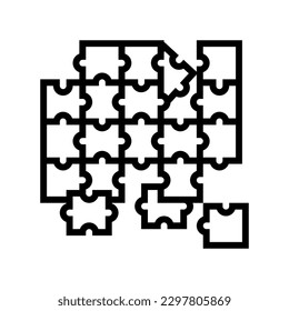 puzzle game board table line icon vector. puzzle game board table sign. isolated contour symbol black illustration