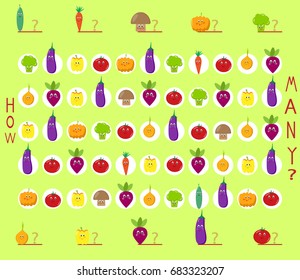 Puzzle game calculate vegetables vector riddle
