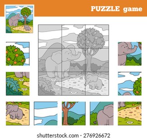 Puzzle Game for children with animals (elephants)