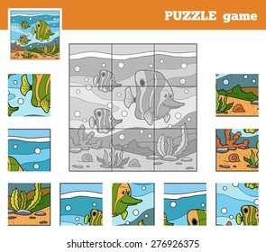 Puzzle Game for children with animals (fish family)