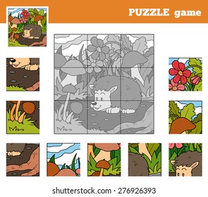 Puzzle Game for children with animals (hedgehog)