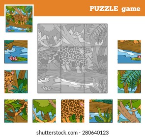 Puzzle Game for children with animals (jaguar)