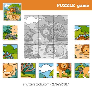 Puzzle Game for children with animals (lions)