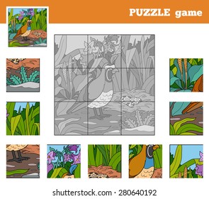 Puzzle Game for children with animals (quail)