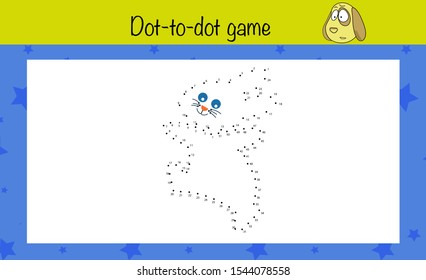 Puzzle game for children. Draw picture dot-to-dot. Preschool worksheet activity for kids. Education game, iq test, brain
