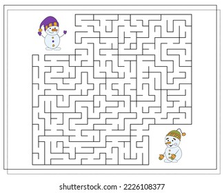 A puzzle game for children, go through the maze. Spend a snowman
