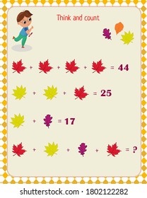Juego de rompecabezas para los niños. Juego lógico Piensa y resuelve el último ejemplo.