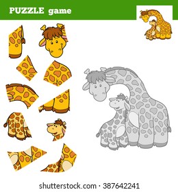 Puzzle game for children (two giraffes), education game