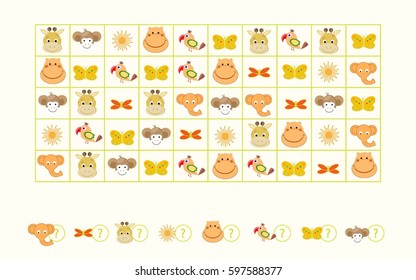 Puzzle game count of beasts vector illustration