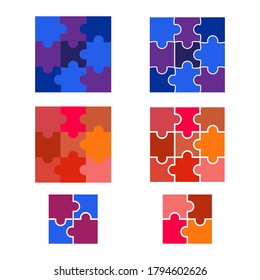 Puzzle game elements vector illustration set. Each element isolated on the background. Puzzle background for infographics.
