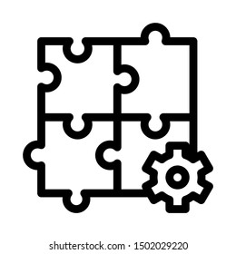 Puzzle Game And Gear Agile Element Vector Icon Thin Line. Contour Illustration
