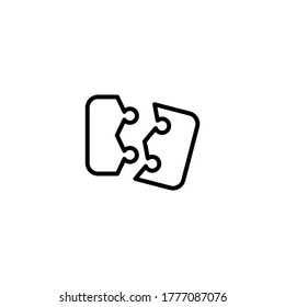 Puzzle game icon  in black line style icon, style isolated on white background