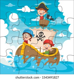 Puzzle Game Illustration For Children - Ready For Press