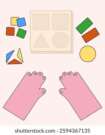 puzzle game illustration with hands