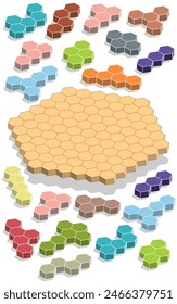 Juego de puzzle. Isometría. Aislado sobre fondo blanco. Ilustración vectorial.